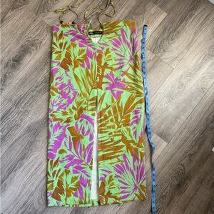 Zara Mint, Purple & Brown Tropical Halter Dress